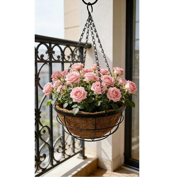 Gr8 Garden Two Pack 12 Inch Metal Hanging Baskets with Coco Liners