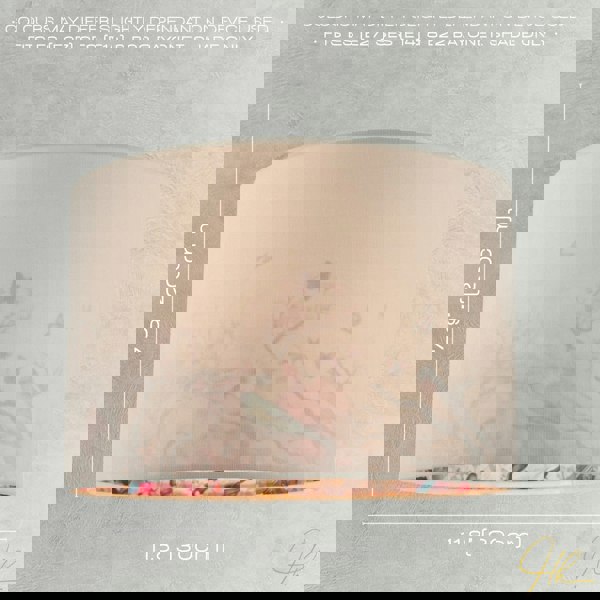 Cream Linen Fabric Lamp Shade with Inner Cotton Colourful Floral Print Image 6