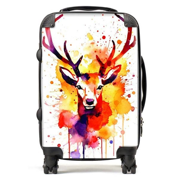 Warren Reed Watercolour Stag Face Suitcase