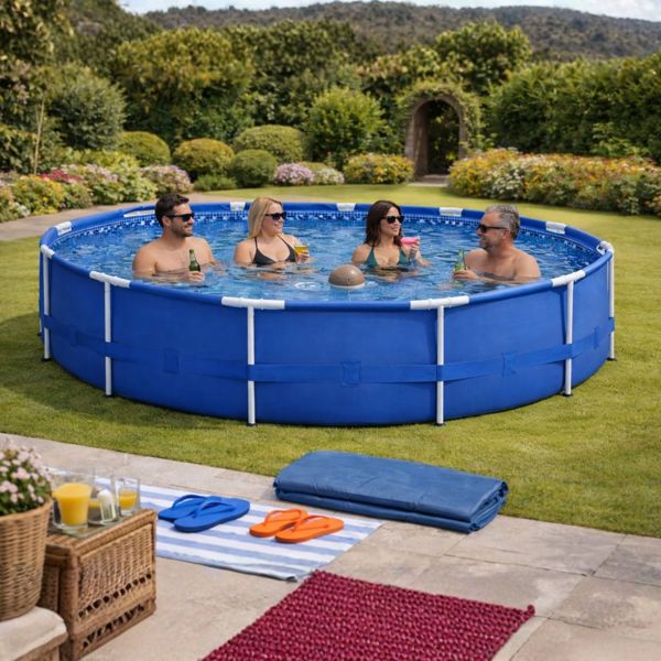 Intex 10FT Metal Frame Swimming Pool With Filter Pump and Solar Cover