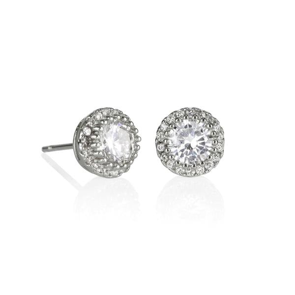 Halo Stud Earrings with Cubic Zirconia Stones - namana.london
