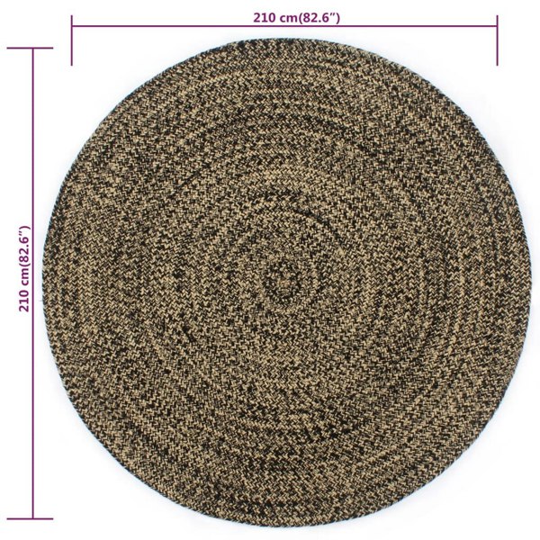 Berkfield Handmade Rug Jute Black and Brown 210 cm
