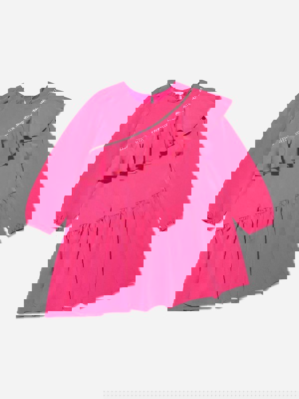 Monnalisa Girls Embellished Ruffle Dress in Pink