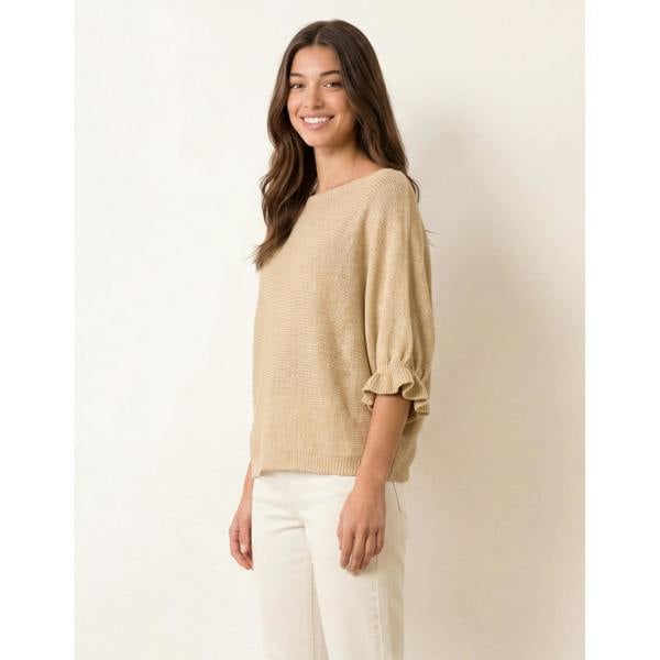 Blue Vanilla Frill Sleeve Metallic Top