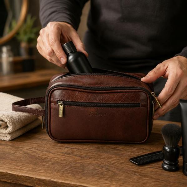 Ashwood Real Leather Toiletry Washbag: 2080