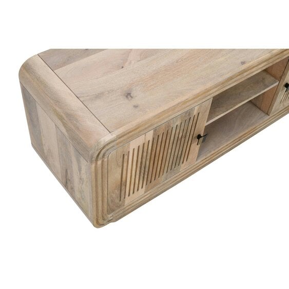 Wyld Haus Arizona Carved Natural Mango Wood 2 Door TV Unit with Open Shelves