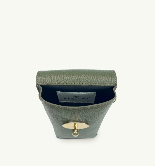 Apatchy London The Frankie Leather Phone Bag - Olive