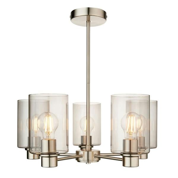 Pagazzi Lighting Kingsholm 5 Light Satin Nickel Semi Flush Ceiling Light