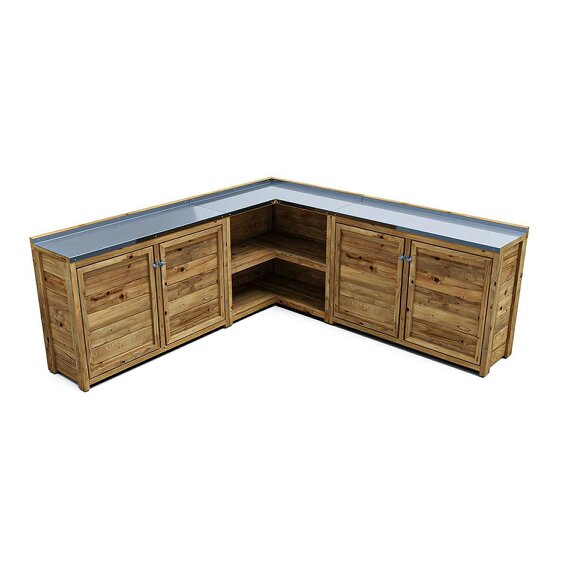 Dunster House Garden Kitchen Double W2m x D2m / W7' x D7'  With Stainless Steel Countertop UNIT III