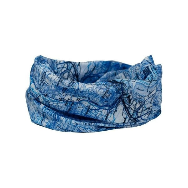 Ben Nevis - The National Three Peaks Multifunctional Scarf RUFFNEK® Blue. Ben Nevis & National Three Peaks Snood – a lightweight, versatile scarf with a map design, perfect for men and women on UK outdoor adventures. 