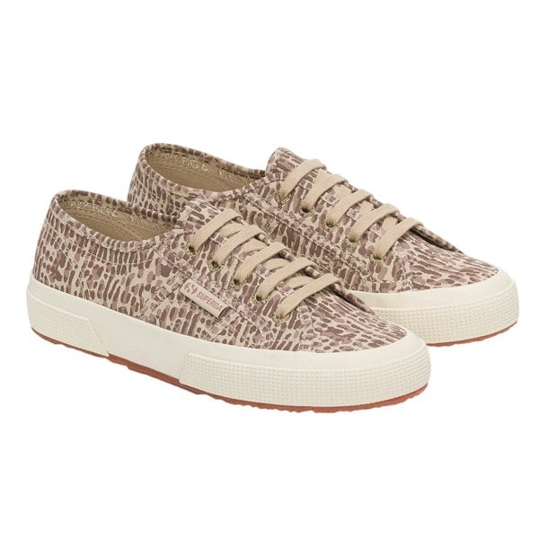 Superga Womens 2750 Jaguar Print Trainers - Brown/Light Beige