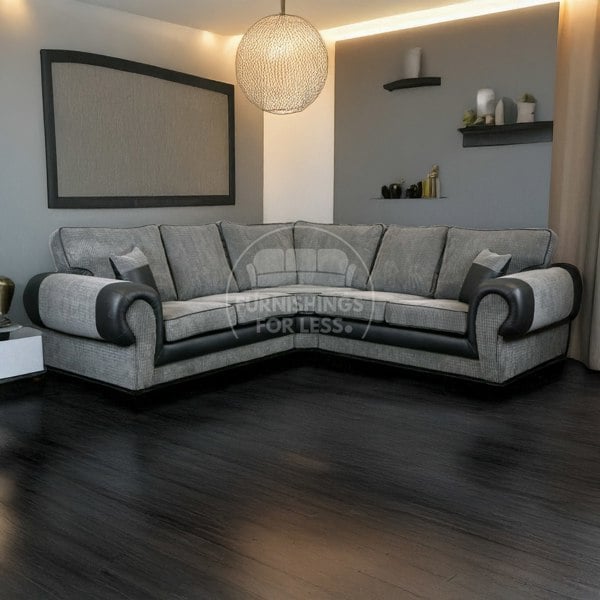 Furnishings For Less Portland Mixed Fabric Cord 5 Seater Corner Sofa