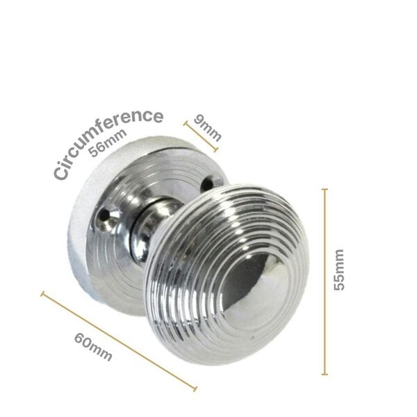EDH Door Hardware Polished Chrome Reeded Round Door Knobs with Tubular Latch – 1, 4 & 6 Pair Packs
