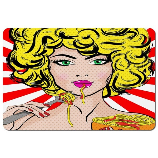 Benjamin Tate Design Pop Art Young woman Eating Spaghetti (Placemat)