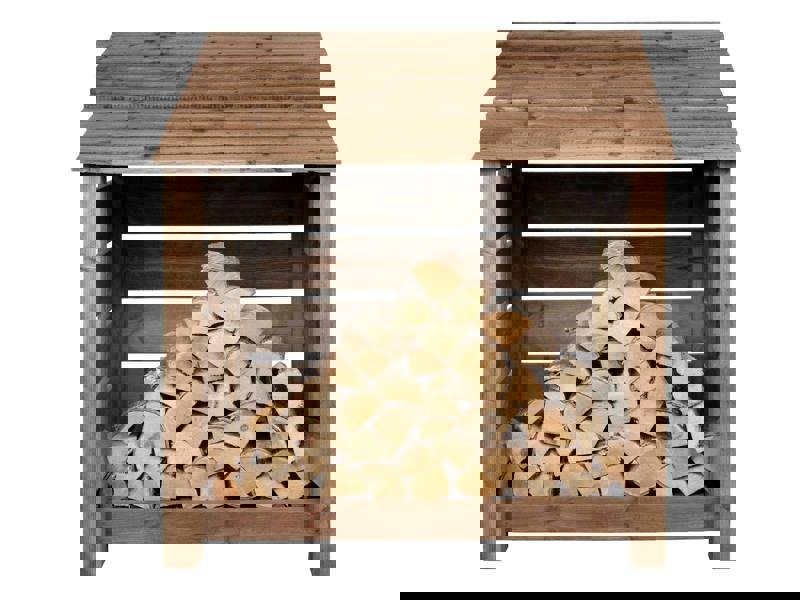Arbor Garden Solutions Slatted Wooden Log Store  W-119cm, H-126cm or 180cm, D-88cm - Brown Finish
