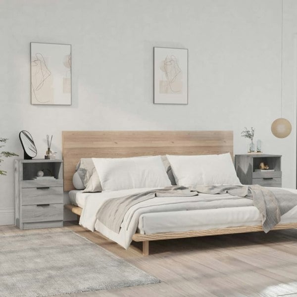 Berkfield Bedside Cabinets 2 pcs Grey Sonoma Engineered Wood