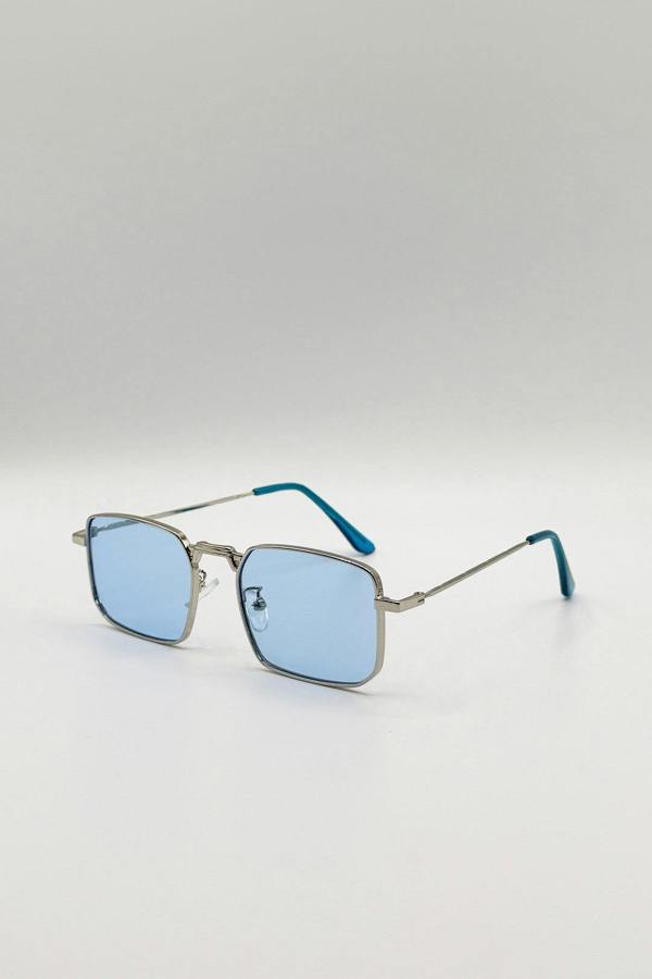 SVNX Vintage Metal Square Sunglasses In Blue