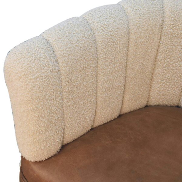Wyld Haus Olbia Cream Boucle and Buffalo Leather Armchair