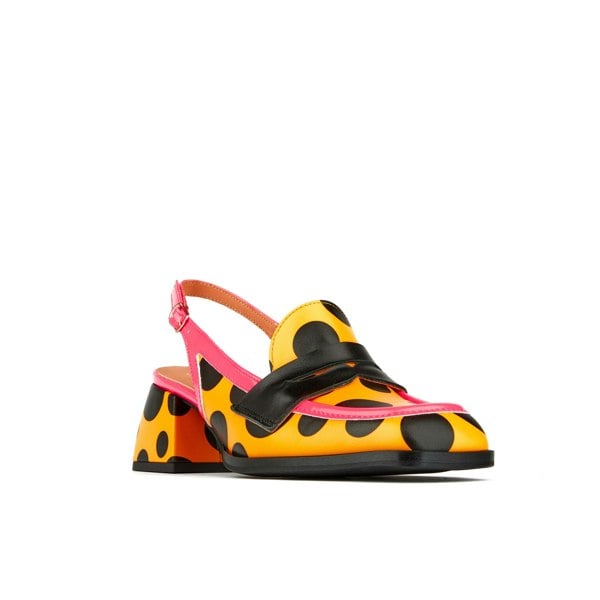 Embassy London Diana - Black Orange Polka - Women's square closed toe slingback heel in orange polka