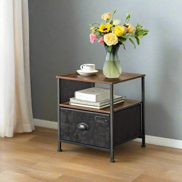 Modcraft Nightstand Featuring Fabric Drawer - Bedside Table