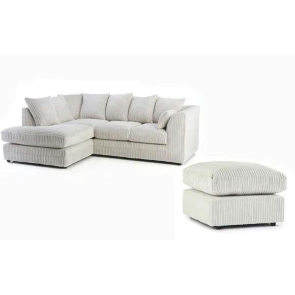 Snug Furniture Jumbo Cord Left Hand Corner Sofa With FREE footstool