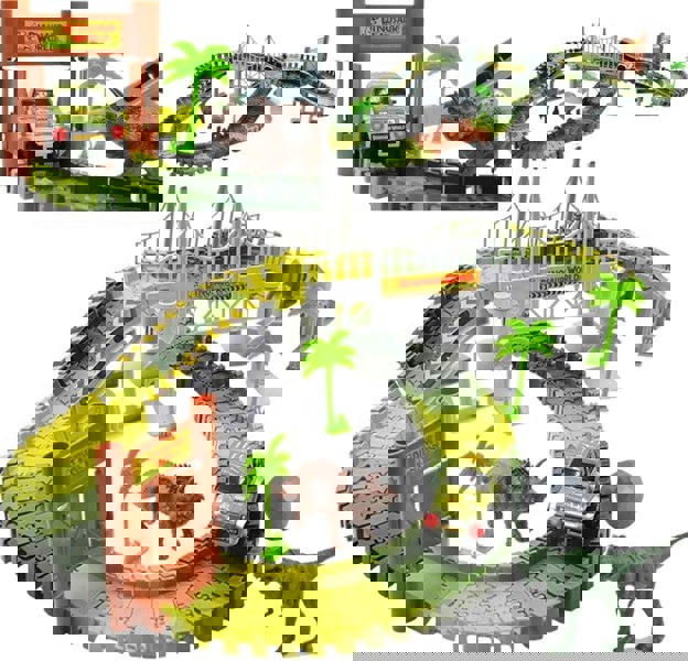 deAO Toys Slot Car Race Track Sets Dino World Flexible Race Track