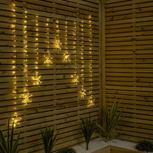 Samuel Alexander 1.2m x 1.2m FlexiBrights Christmas Snowflake Curtain Lights with 267 Warm White LEDs
