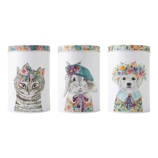 Mikasa Tipperleyhill 3pc Storage Canister Set, Each Tin 1L, 10 x 15cm