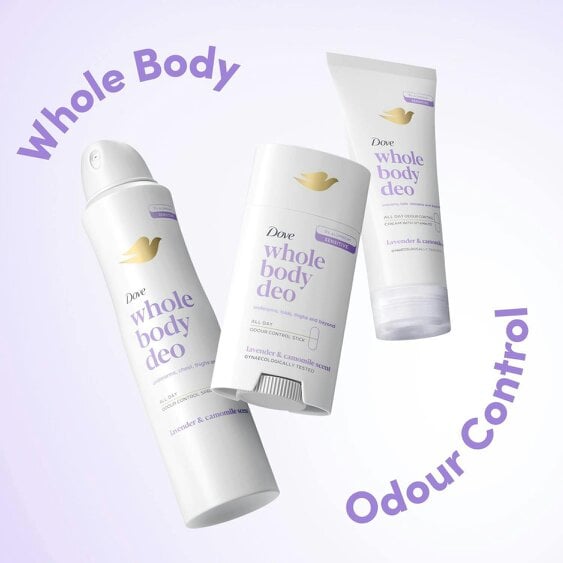 Dove Whole Body Odour Protection Deodorant Spray Lavender & Camomile, 6x150ml