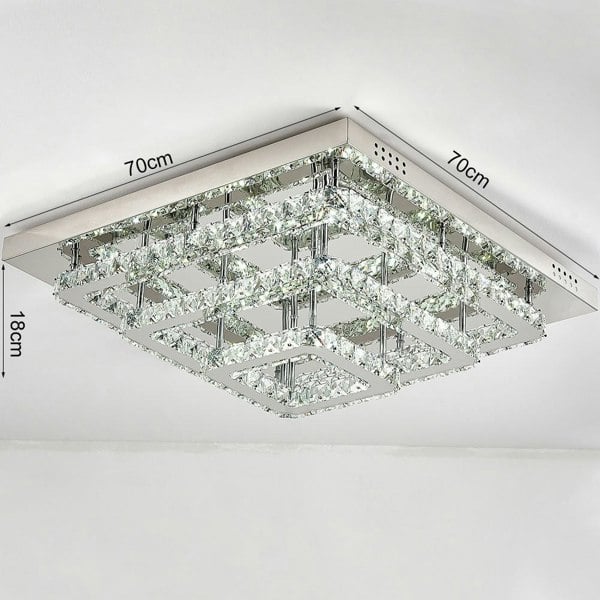 96w LED Ceiling Light 70 x 70 cm Square 3 Tier Crystal Chandelier Ceiling Light Living and Home 