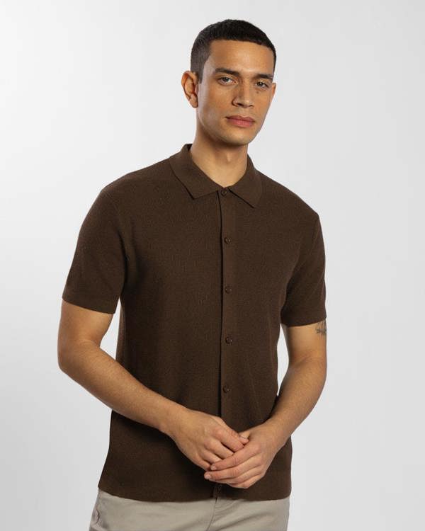 Steel & Jelly Textured Knitted Polo Shirt