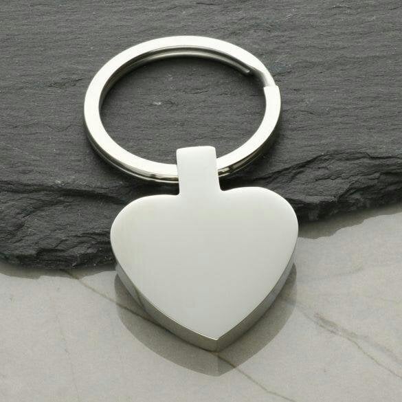 Christopher James of London Mirror Polished Heart Keyring With Optional Engraving