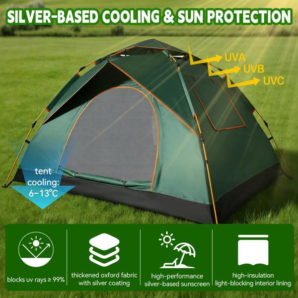 Leaper Waterproof & Windproof Backpacking Green Tent for 1-2 People