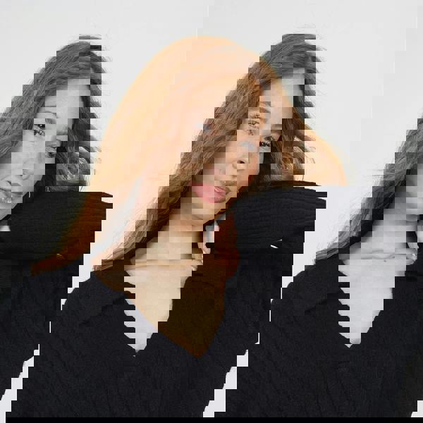 Brave Soul Black Ribbed Trophy Neck Knitted Jumper - Black Image 4