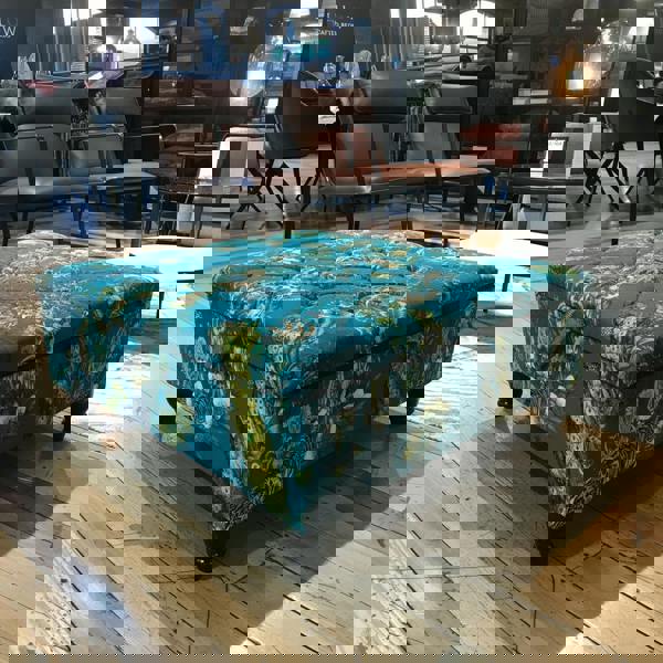 Modern square tufted footstool ottoman handcrafted UK plain velvet
