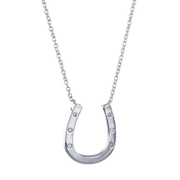 Sterling Silver Pavé Horseshoe Necklace - Reeves & Reeves