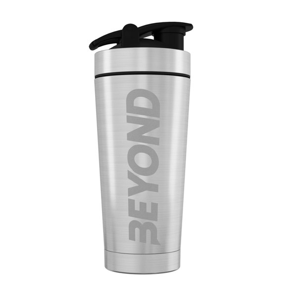 Beyond Shakers 735ml Stainless Steel Protein Shaker Bottle - Brushed Steel Clear Lacquered