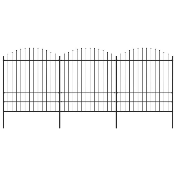 Berkfield Garden Fence with Spear Top Steel (1.75-2)x5.1 m Black