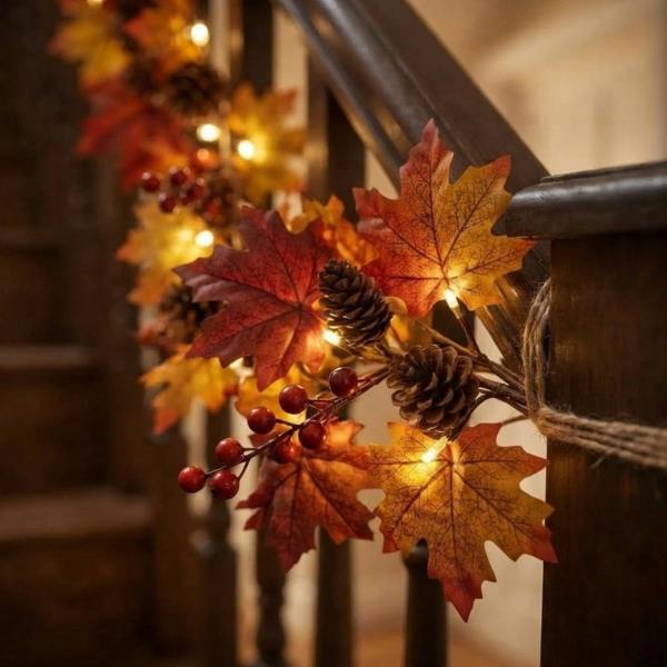 Garden Greatness 5M Autumnal Acorn Maple Leaf Pinecone LED Garland