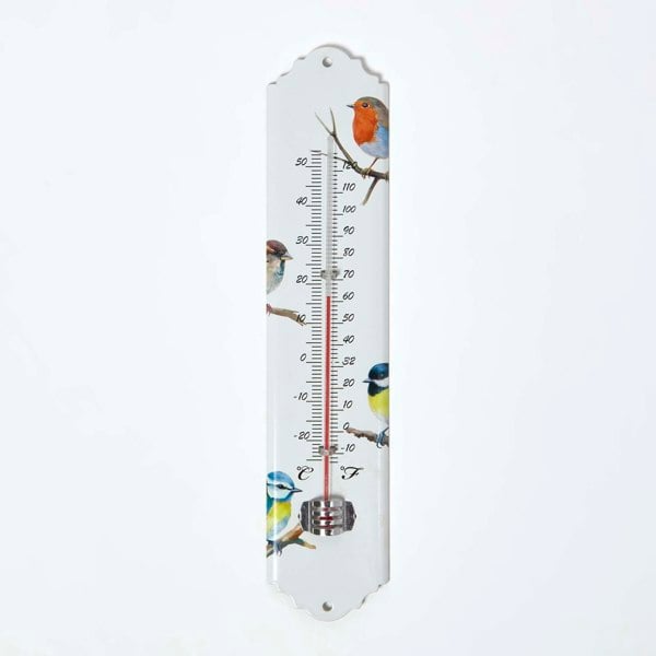 HOMESCAPES Outdoor Thermometer with Bird Design