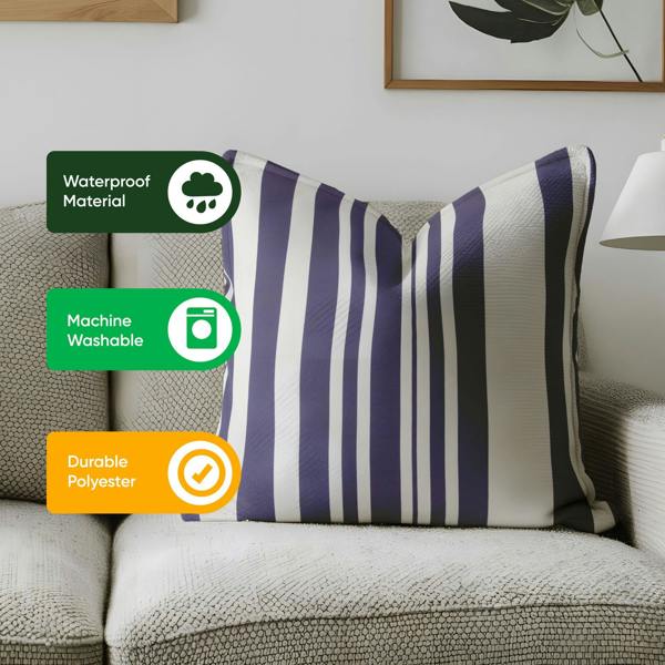 Gardenwize Pack of 2 Blue Striped Cushion Covers