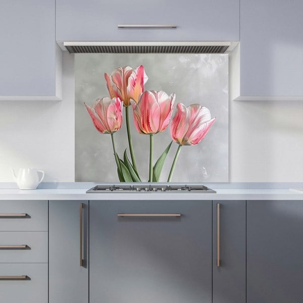 Warren Reed - Designer Painted Pink Tulips Kitchen Splashback