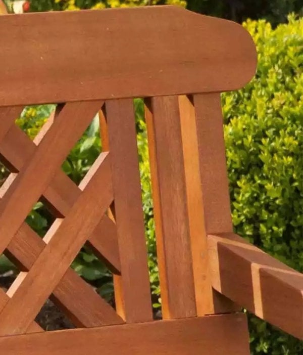 Modcraft 3 Seater Hardwood Garden Bench Eucalyptus Wood Weather Resistant Outdoor Seat Brown
