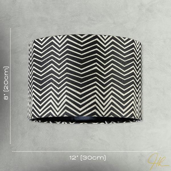 Scandinavian Style Black and White Chevron Pattern Textured Lamp Shade Image 7