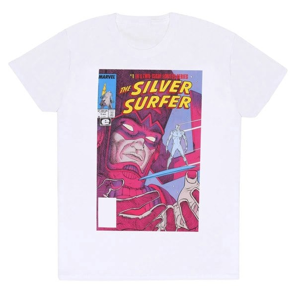 Marvel Unisex Adult Silver Surfer Comic T-Shirt - White