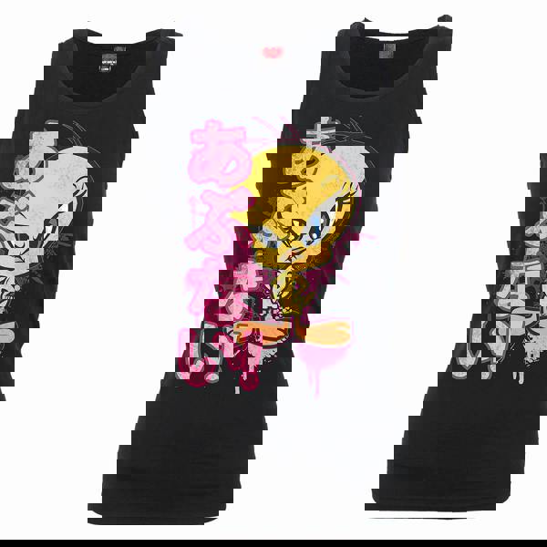 TWEETY - DANGER - Razor Back Top Black