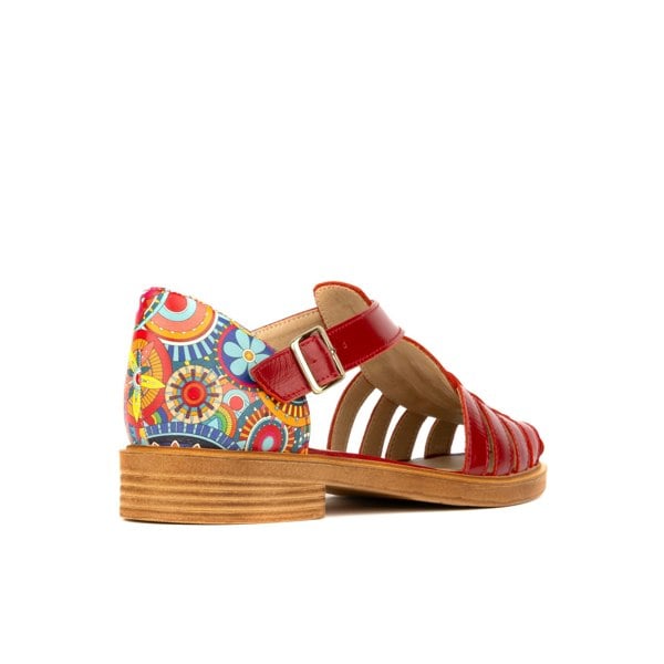 Embassy London Sandy - Burgundy Signature - Women's fishermen flat leather sandal with covered heel
