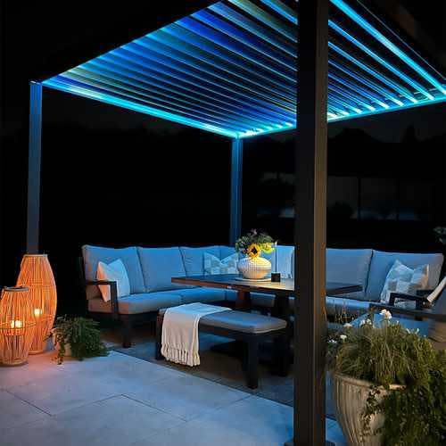 Ocean Designs Tivoli E-LED 3m x 3m Grey Frame Free Standing Pergola