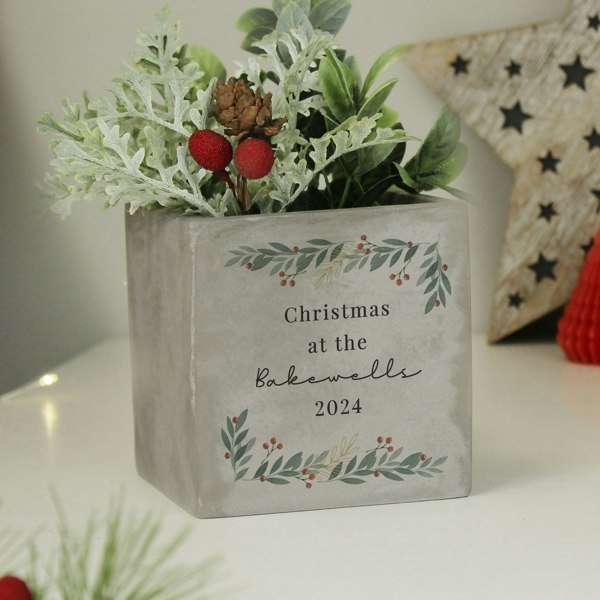 Personalised Memento Company Personalised Christmas Foliage Concrete Planter