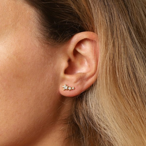 Gold Trip Treble Star Ear Climbers